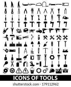 Set of icons of tools on white background