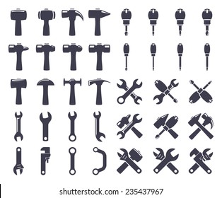 Set of icons of tools on white background