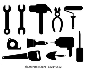Set of icons of tools on white background