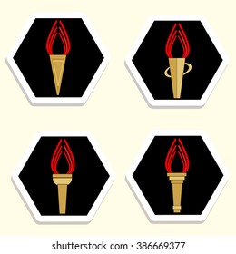 Set of icons with torches. Web design. Vector.