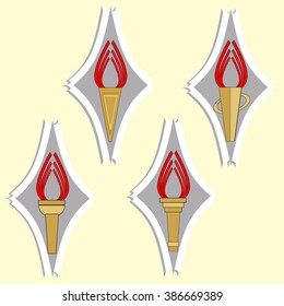 Set of icons with torches. Web design. Vector.