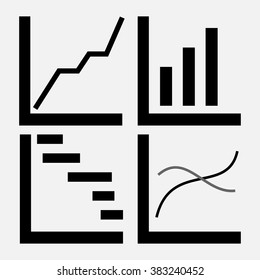 set of icons of trade, stock market, analysis of the motion of profit, graphics trade diagram characters btznes design, fully editable vector image