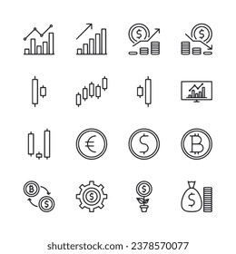 set of icons trading for web design