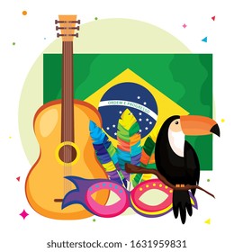 set of icons traditional brazil vector illustration design