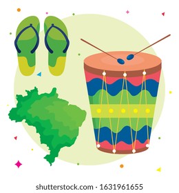 set of icons traditional brazil vector illustration design