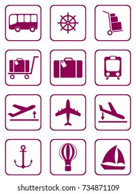Set of icons for travel services. Vector illustration