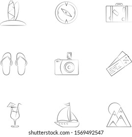 Set of icons with a travel theme