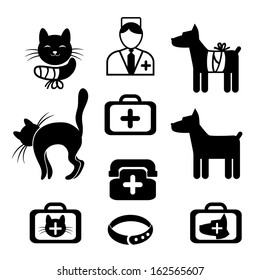 Set of icons - Treatment of pets (vector)