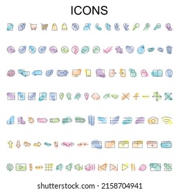Set of icons in trendy line style on gradient background. Business, e-commerce, finance, accounting. Big set of icons. Vector illustration