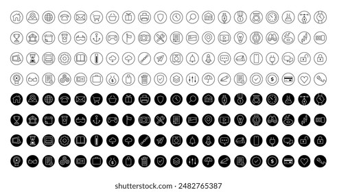 Set of icons in trendy line style. Business, ecommerce, finance, accounting. Big set Icons collection. Vector illustration. App icon