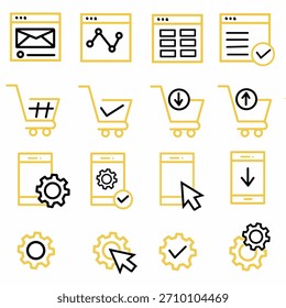 set of icons in trendy line style Business, ecommerce, finance, accounting Big set Icons collection Vector illustration