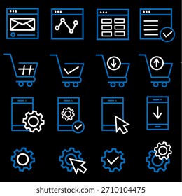 set of icons in trendy line style Business, ecommerce, finance, accounting Big set Icons collection Vector illustration