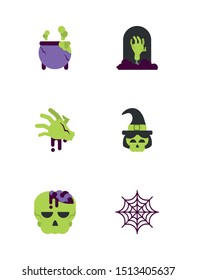 set of icons trick or treat happy halloween