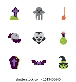 set of icons trick or treat happy halloween