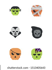 set of icons trick or treat happy halloween