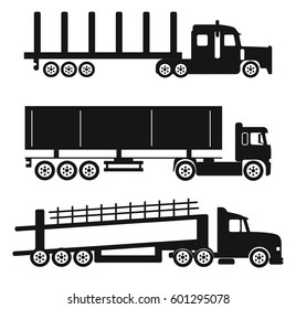 A set of icons of trucks