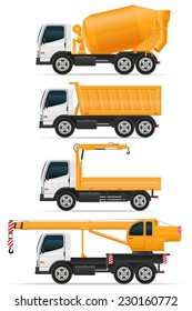 conjunto de ícones caminhões projetados para construção ilustração vetorial isolado no fundo branco