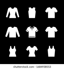 Set icons of t-shirt, singlet, long sleeve