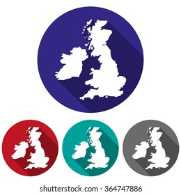 Set  of icons UK map in a flat design