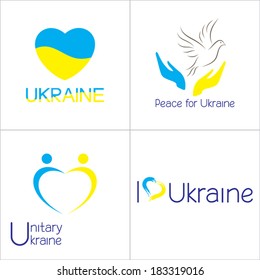 Set of icons in Ukraine national flag colors