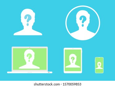 Set Of Icons Of Unknown Identity, With Devices, Appropriate Identity