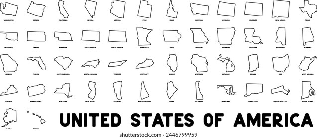 A set of Icons of the US States of America