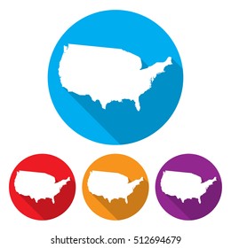 Set of icons USA map in a flat style