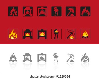 Set of icons for use of fire