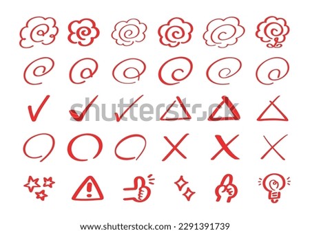 A set of icons used by teachers when grading test answers