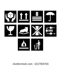Set icons used in delivery or shipping process