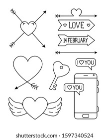 set icons of valentines day with decoration vector illustration design