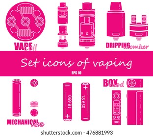 Set icons of vaping. 