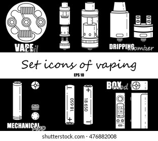 Set icons of vaping. 