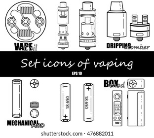 Set icons of vaping. 