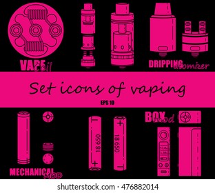 Set icons of vaping. 
