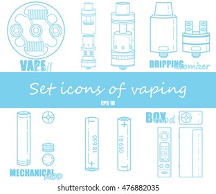 Set icons of vaping. 