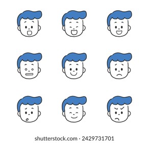 Set of icons with various facial expressions
