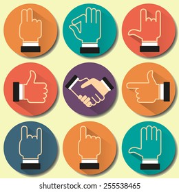 Set of icons with various hand gestures.