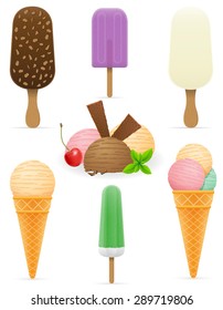 set icons various ice cream vector illustration isolated on white background