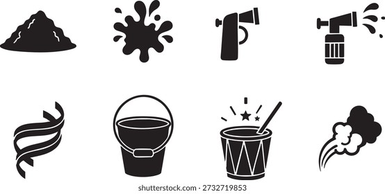 set of icons with various objects and actions