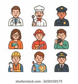 Conjunto de iconos de varias profesiones