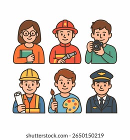 Conjunto de iconos de varias profesiones