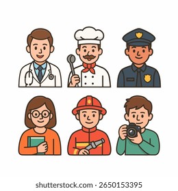 Conjunto de iconos de varias profesiones