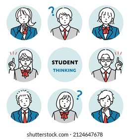 A set of icons of various students.There are other variations as well.Vector data is easy to edit.