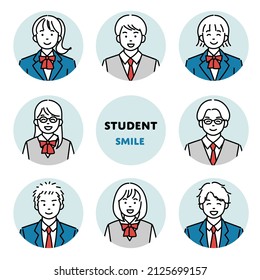 A set of icons of various students.There are other variations as well.Vector data is easy to edit.