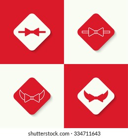 Set icons with vector bow tie.