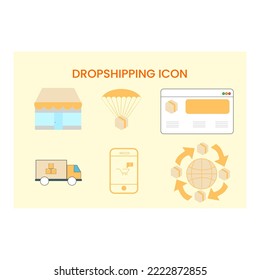 Set-Icons-Vektorgrafik für das Ablegen von Geschäften in mobilen Apps oder Websites 