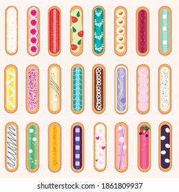 set of icons, vector set of eclairs
