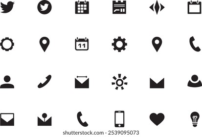 Set of icons, vector icon, web vector icon collection isolated, Outline icon social network