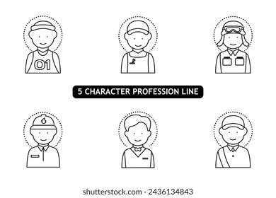 set of icons vector illustration concept line character profession job collection of simple and colored avatar symbols